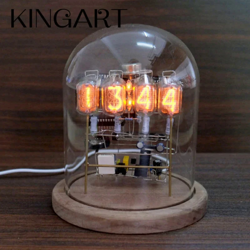 DIY in12 Nixie Tube Clock Wood Silent Control Desktop Desk Clock Retro Table Clock Digital Handmade Glow Tube Clocks Decoration