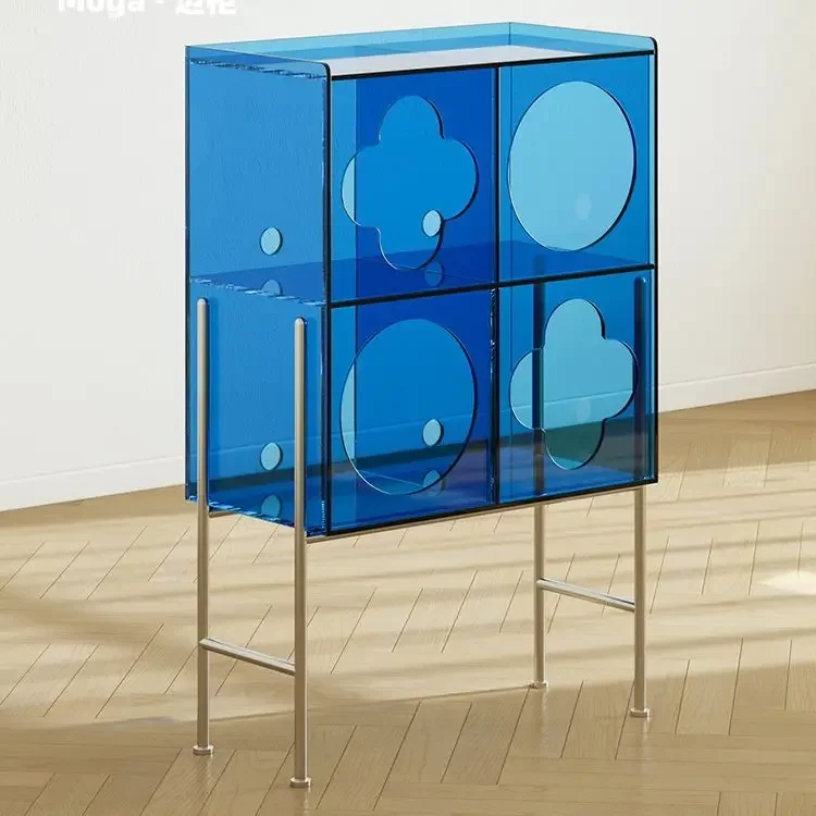 Acrylic dining side cabinet, living room sofa side cabinet, cream antique storage, locker, magazine storage, bookshelf