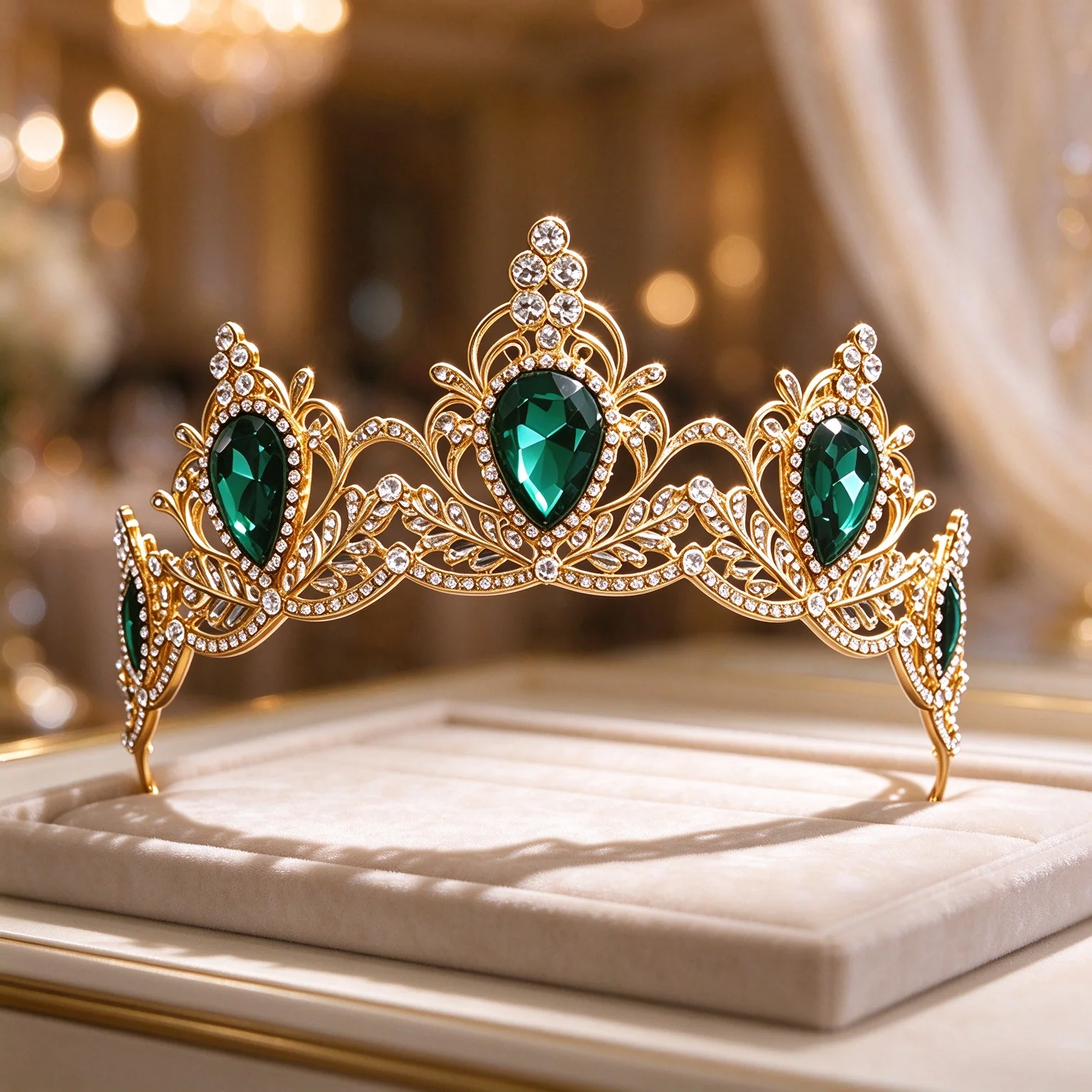 Teardrop Crystal Tiara Crown Gold Tone Rhinestone Bridal Headpiece Women Princess Crown for Wedding Prom Pageant Birthday Party