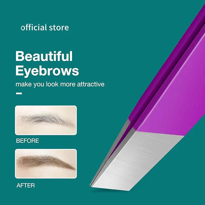 Extracteur de cheveux fins colorés, pince à épiler inclinée en acier inoxydable, outils de maquillage pour l'élimination des poils fins