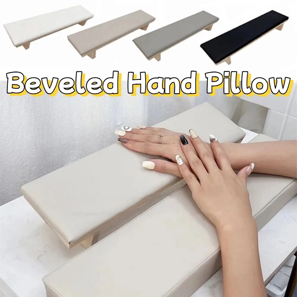 틸트 디자인 경사형 손 베개 공간 절약형 손 지지대 네일 암 레스트 쿠션 나무 베이스 암 레스트 네일 아트 스탠드
