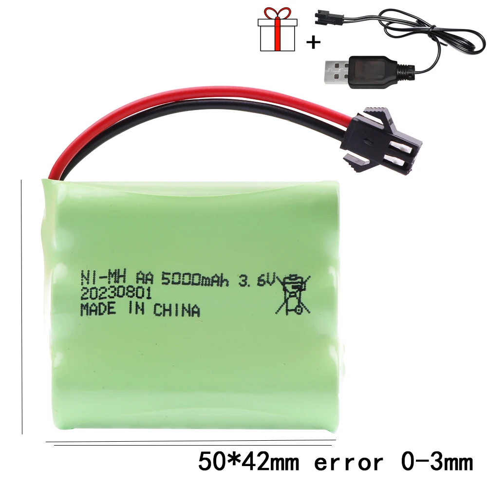 3.6V/4.8V/6V/7.2V/9.6V 5000mAh batteria ricaricabile ni-mh per giocattoli Rc auto serbatoi robot pistole barche giocattoli accessori