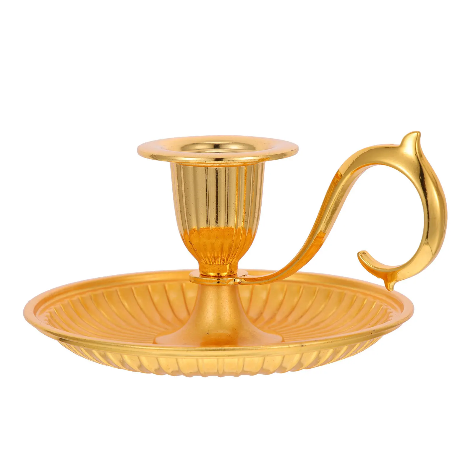 

Retro Metal Taper Holder European Style Handheld Bronze Tabletop Decorative Stand Home Decoration Craft Gift