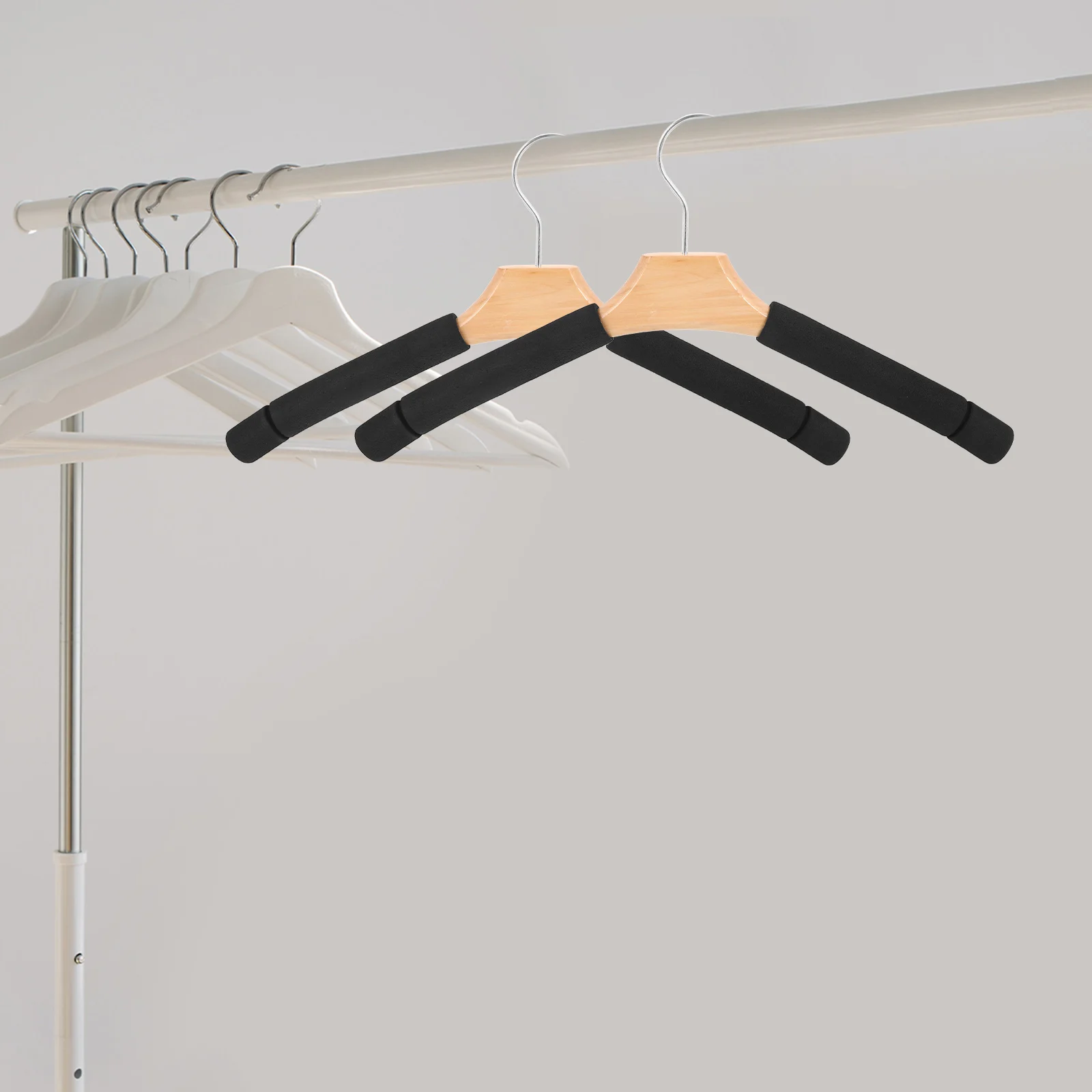 

5pcs Solid Wood Hangers Padded Sponge Clothes Rack No Bump Wedding Dress Coat Hanger Skirt Pants Home Closet Organizer Non Slip