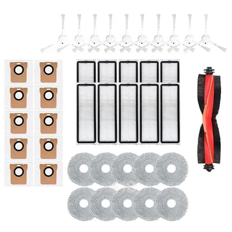 

Запасные части и аксессуары для робота-пылесоса A99G для Xiaomi X20 Plus/X20+/X10+/X10 Plus: основная и боковые щетки, фильтр, салфетка для влажной уборки, мешок для сбора пыли.