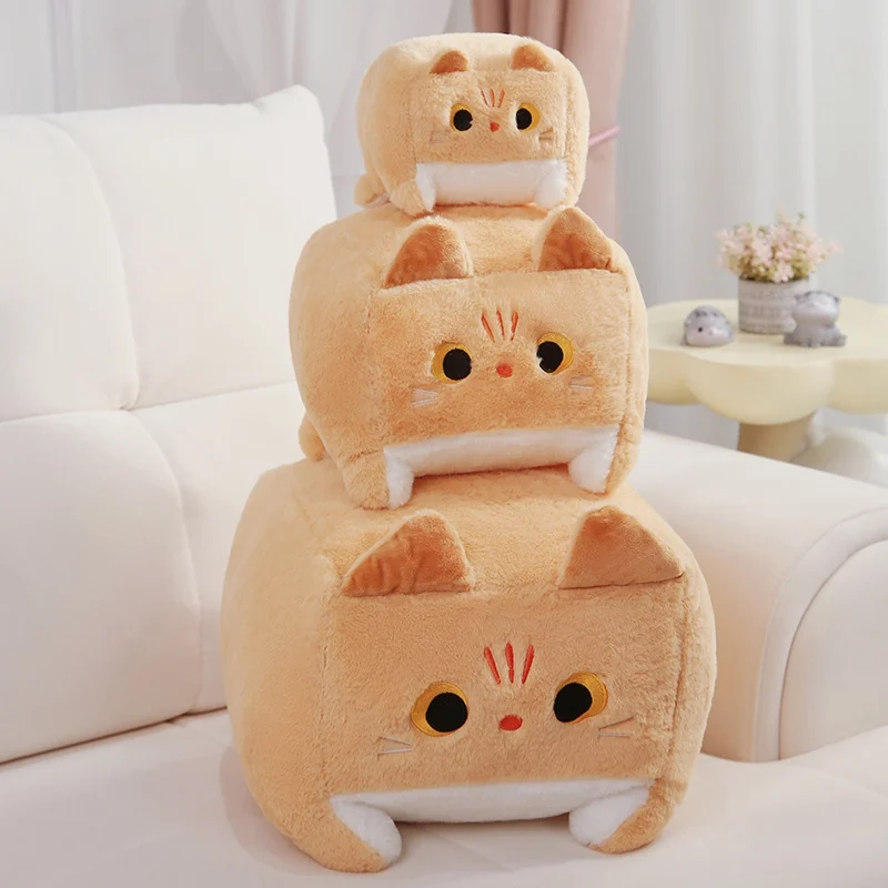 ZU 20-40cm Kawaii Cat Plush Toy Pillow Block Shaped Kittens Plushies Cushion Soft Hug Pillow Sofa Back Cushions