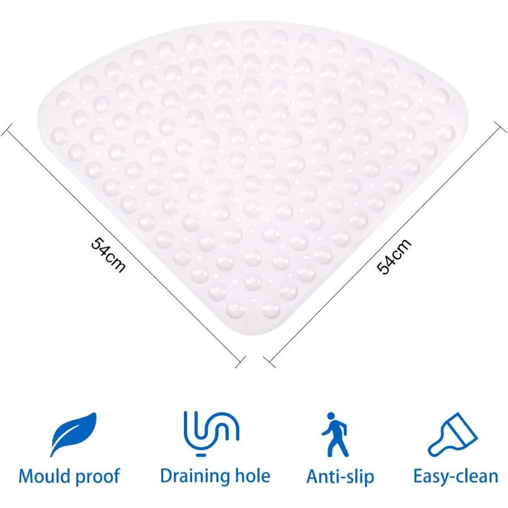 1 قطعة 54x54 سم عدم الانزلاق دش حصيرة مع شفط الكؤوس المطاط الزاوية مكافحة قالب الحمام سلامة الكلمة حصيرة الحمام السجاد حمام البساط #6