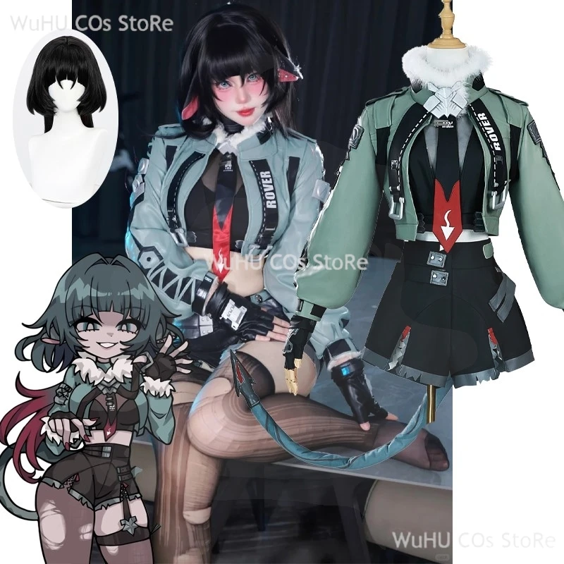 Gioco Zenless Zone Zero Jane Doe Cosplay ZZZ giacca coda orecchie nero rosso parrucca lunga Prop festa di Halloween carnevale gioco di ruolo Costume
