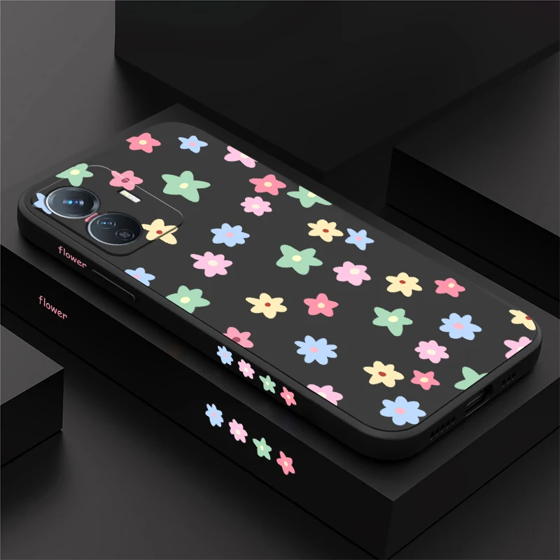 Capa de Telefone Fashion Flowers para Vivo T5X 5G T4X T4R, Capa Luxuosa à Prova de Choque para Vivo IQOO Z11X Z10 Z3, Capa de Silicone Macio Fosco.