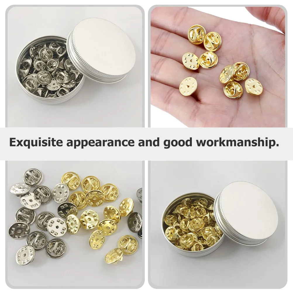 Metal Locking Pin Backs for Brooches, Badges, Name Tags, Uniforms, DIY Crafts, Enamel Pins & Tie Tacks