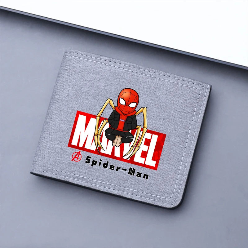 Iron Man Short Wallet Spiders Man Coin Purse Hulk Captain America Boy Wallet Foldable Money Purses Anime Kids Id Card Holder