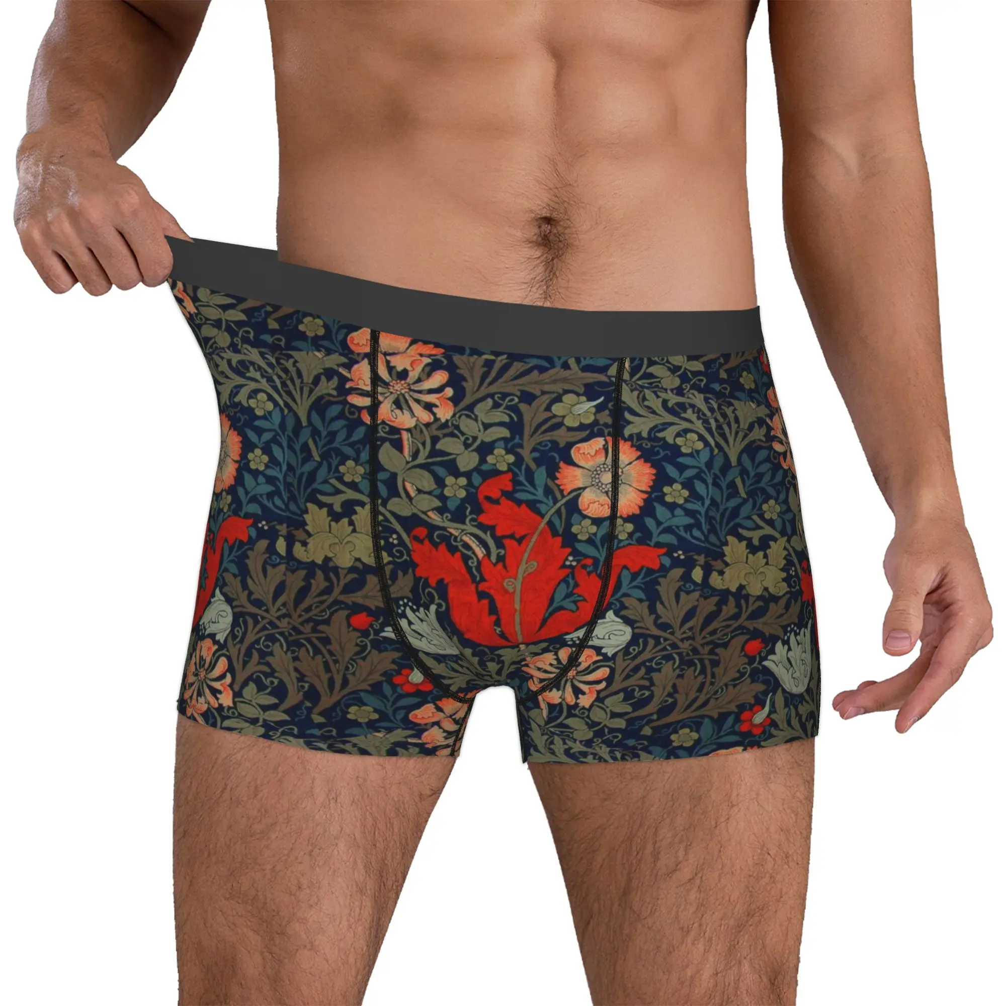 Male Fashion William Morris Compton Floral Art Nouveau Pattern Underwear  Boxer Briefs Breathable Shorts Panties Underpants