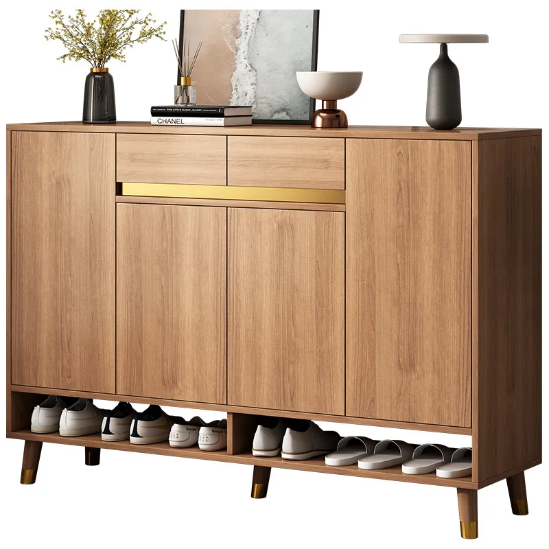

Shoe cabinet Home door Light luxury solid wood legs Large capacity cabinet Living room storage New Chinese style