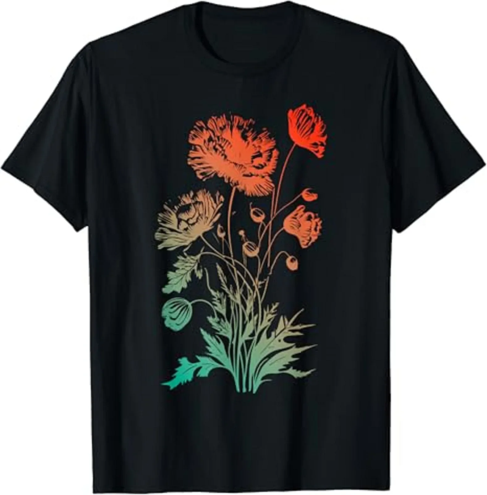 Poppies Flower Lover Gift Unisex T-Shirt Size S-5XL