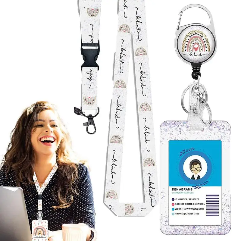 ID Badge Holder With Lanyard Fashionable ID Badge Holders With Retractable Lanyards Christmas Gifts For Women Kids Teacher