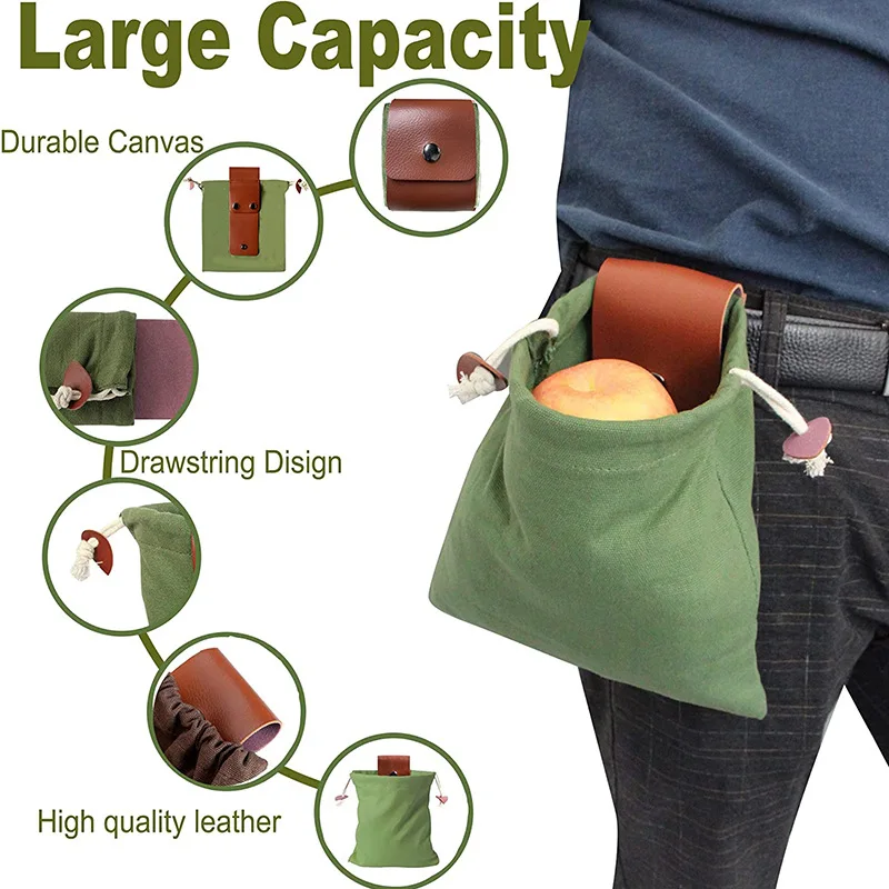 Outdoor Foraging Bag Fruit and Vegetable Picking Bag Portable Multi-functional Canvas Waist Pack