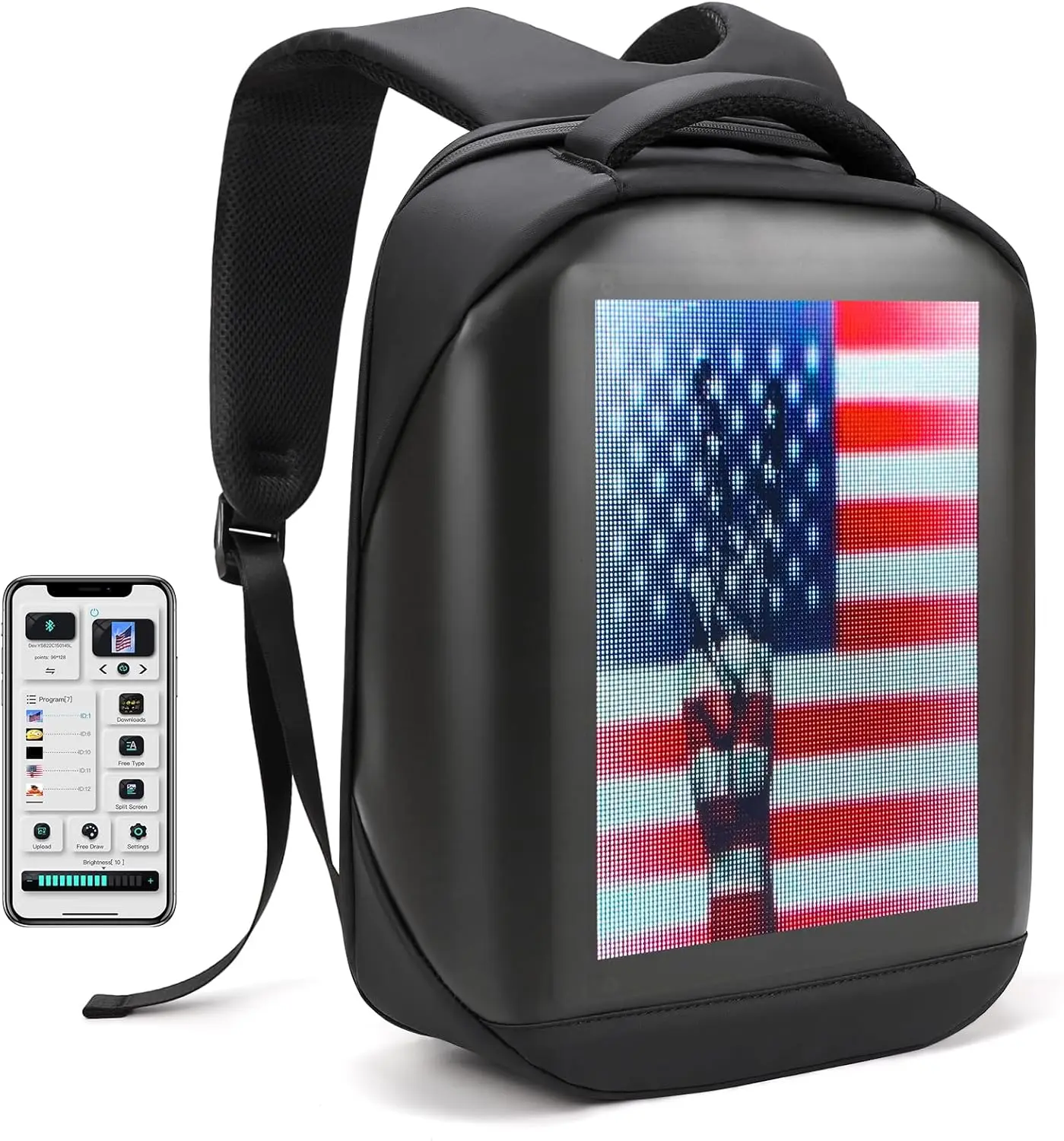 BOTAI Led Backpack with Programmable Screen,HD Color Screen App Control 15.6 inches Laptop Backpack