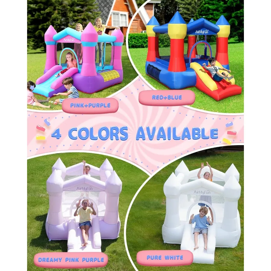 Pink Inflatable Toddler Bounce House with Blower, Indoor/Outdoor Jumping Castle for Kids 3-8, Inflatable Bouncy House with Slide