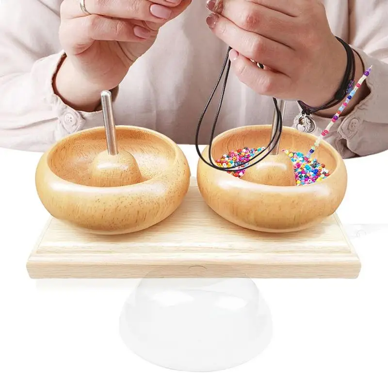 

Wooden Bead Spinner Beading Supplies Wooden Quickly Stringing Tool Necklace Handmade Kit Automatical For Jewelry Making