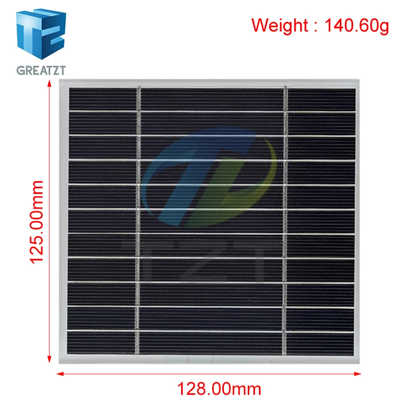 5.5V 2.5W 450mA Mini Solar Panel 128X125MM Solar Cell DIY For Light Cell Phone Toys Chargers Portable High Quality DIY Education