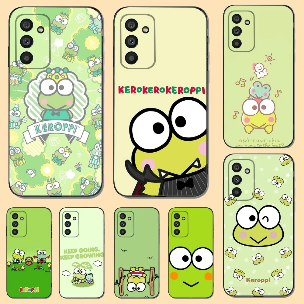 K-Kero K-Keroppi Phone Case For Samsung S23,22,21FE 20,10lite 9,8,5plus 6,7edge Note20,20ultra Black Silicone