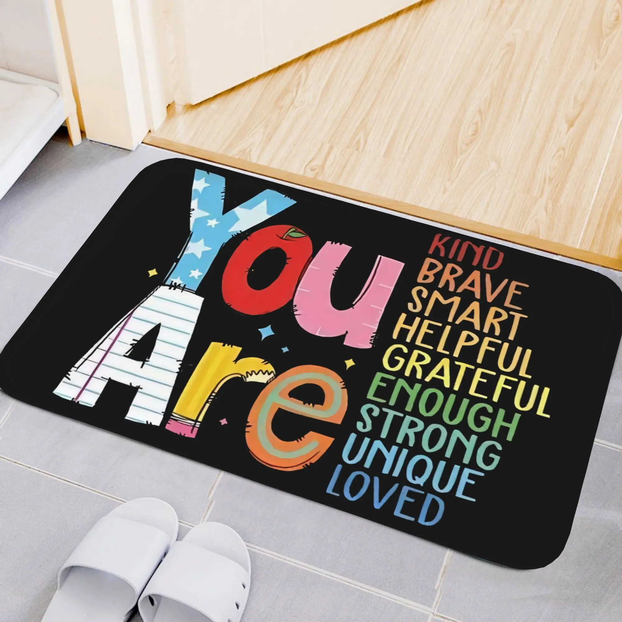 You Are Kind Brave Smart Helpful Grateful Enough Strong Unique Loved Bathroom Mat Rug for Entryway Shower Mat Home Decor Gift