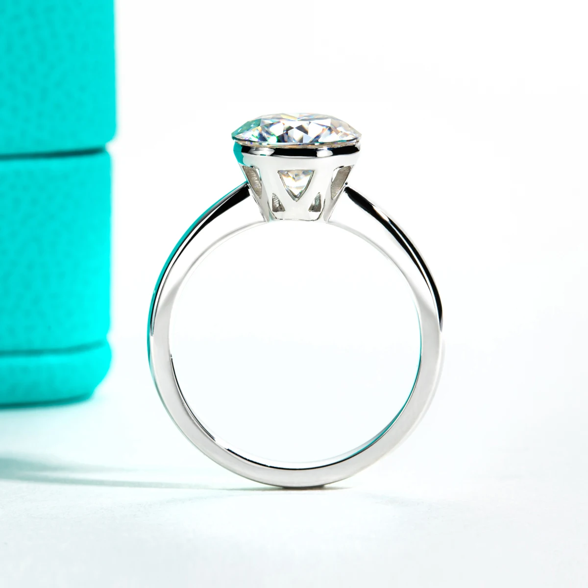 AnuJewel 2ct/3ct D Color Moissanite Invisible Setting Engagement Ring For Women 925 Sterling Silver Gold Plated Solitaire Rings