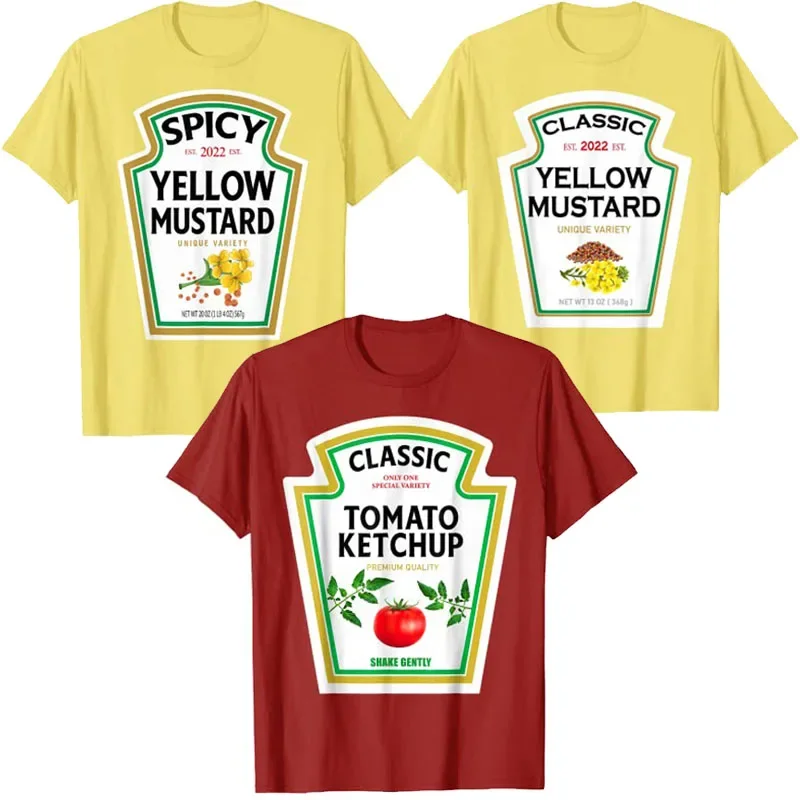 

Spicy Yellow Mustard red Ketchup DIY Halloween Costume Matching Group Classic Mustard-Mayo T-Shirt Funny Couples Clothes Gifts