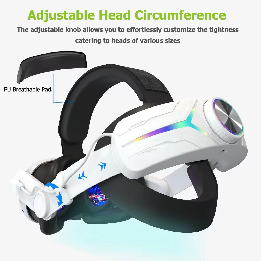 Elite Strap with 8000mAh Battery Head Strap For Meta Quest3 with Earphone RGB Colorful Light Replacement Headband VR Accessories