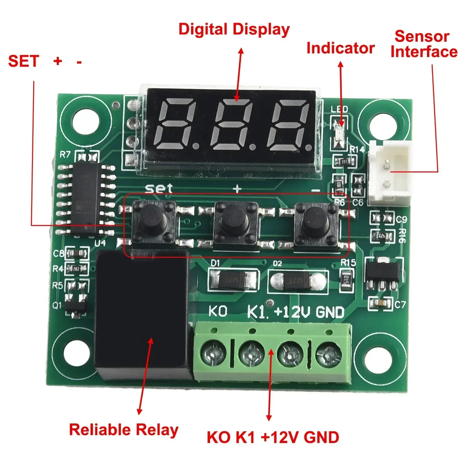 Digital Thermostat Temperature Waterproof Sensor W1209 ≤ 35mA -50 To 110° Temperature Control 20A Relay 48.5 X 40mm