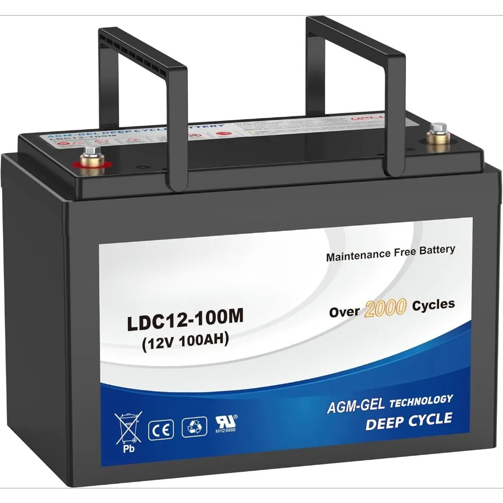 Batterie à Cycle profond 12V 100Ah, LDC12-100M sans entretien, groupe BCI 27 tailles, Batteries rechargeables en Gel AGM pour énergie solaire, camping-car
