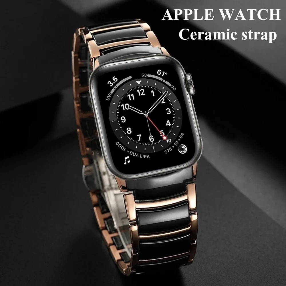 Ceramic Strap for Apple Watch Ultra Band 49mm 45mm 44mm 41mm Accessories Stainless Steel Bracelet for Apple Watch Series 8 7 6 5