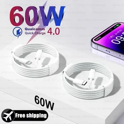 Original 60W PD Type-C to Type C Cable For iPhone 15 Pro Max 16 Plus Xiaomi Redmi Samsung Quick Charger USB-C Weaving Data Cord