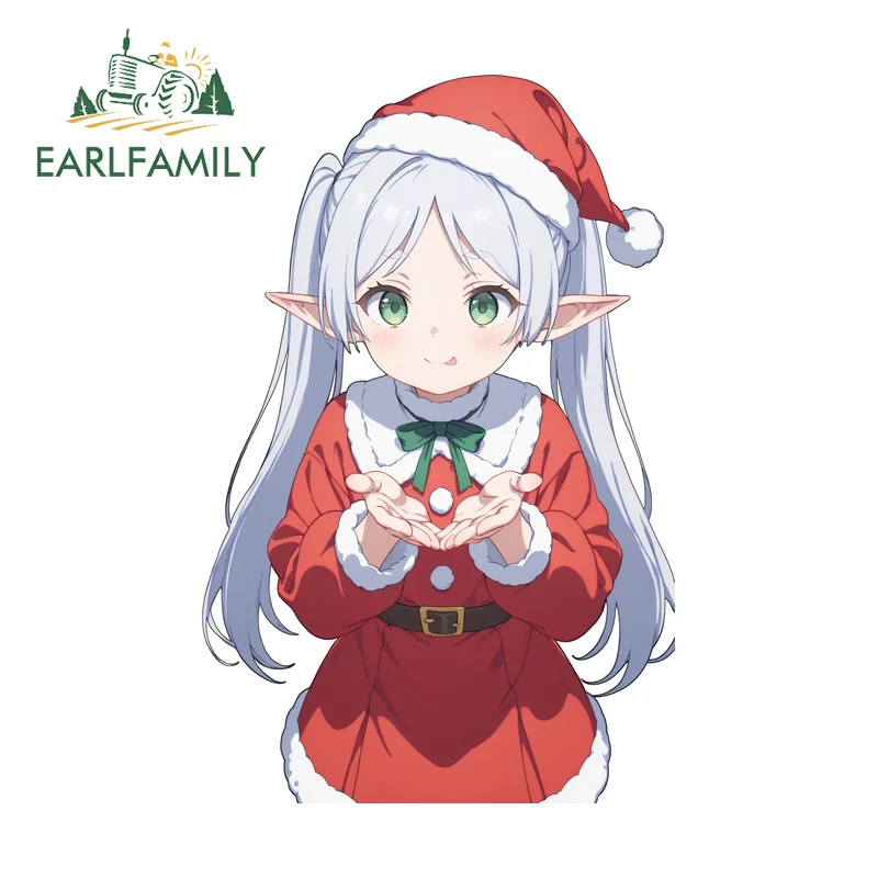 EARLFAMILY Christmas Suit Frieren Cute Car Stickers Personality Creative Car Wiper Luggage Decal Sunscreen Vinyl DIY Decoration