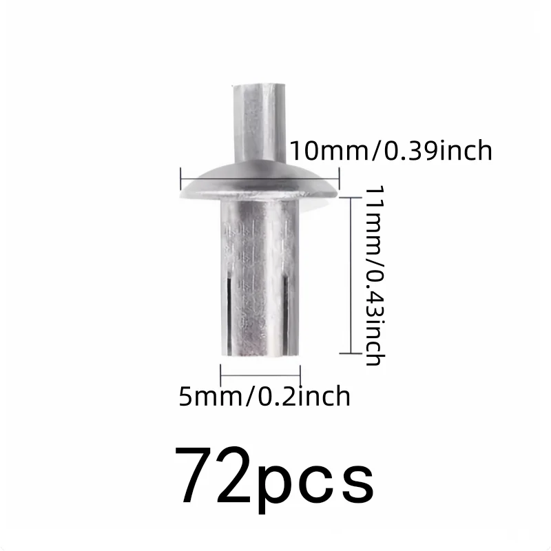 72 pcs 5*11mm Expansion Lock Design Strike Core Expansion Rivets, great for Home Repair Fixing, No Special Tools Required