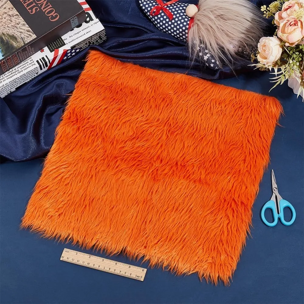 15.75x15.75 Inch Faux Fur Fabric Orange Fur Fabric Fur Ribbon Faux Mohair Fabric Fur Cloth for Cosplay Craft DIY Costumes