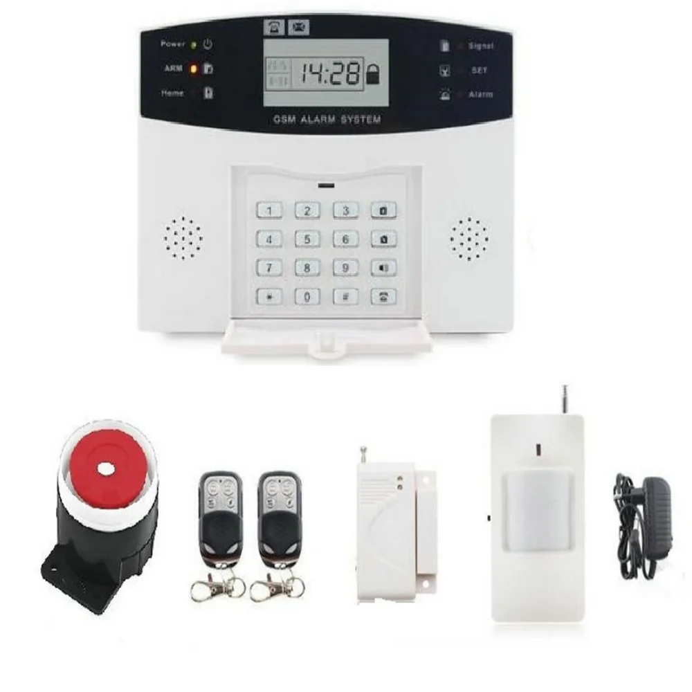 

Metal Remote Control Voice Prompt Wireless door sensor Security Home GSM Alarm systems LCD Display Wired Siren 8 Wired Zone