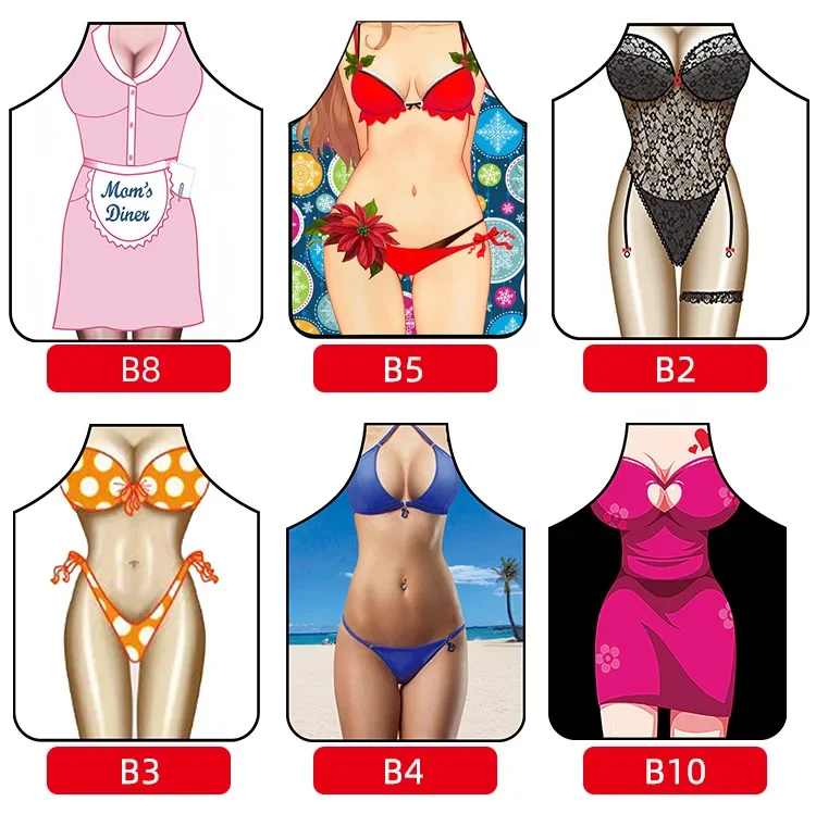 2025 New Sexy Women's Apron Fun Single Party Gift Universal Male and Female Chefs BBQ Kitchen Novelty apron