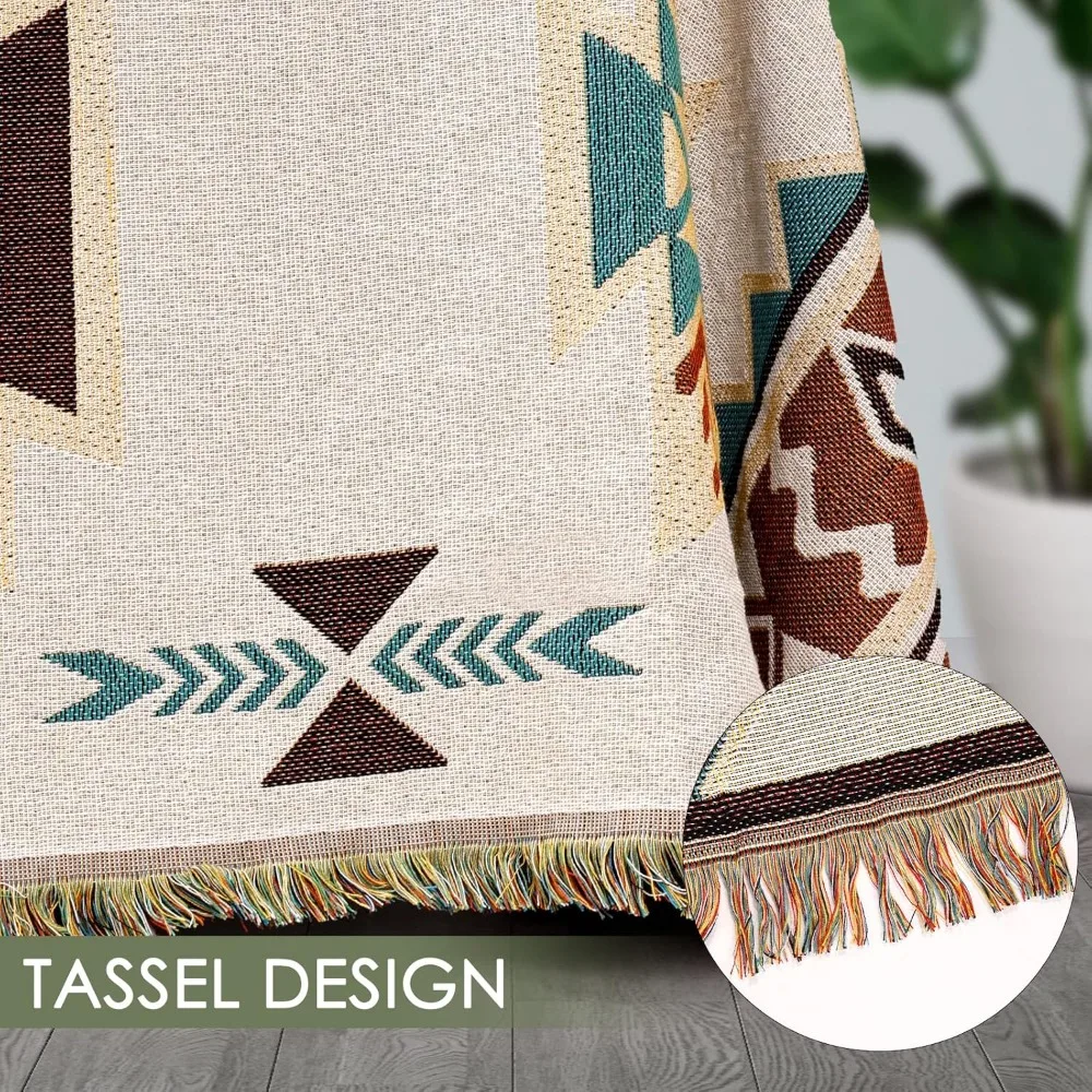 غطاء رمي أريكة بوهيمي قابل للعكس - بطانية أريكة ناعمة كبيرة الحجم للحيوانات الأليفة والأطفال، منشفة مزخرفة #5