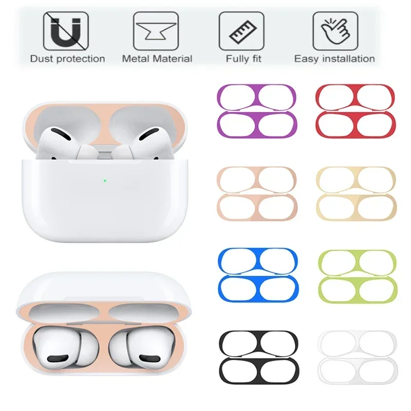 3 Pcs AirPods Dust Filter for Airpods Pro 2 Gen 2022 Sticker Earphone Case Metal Dustproof Scratch Resistant Sticker Cover