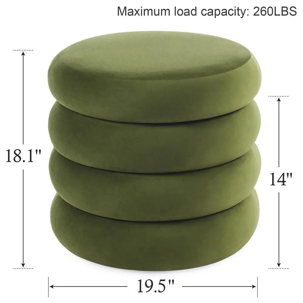 19.5 Storage Ottoman Round, Vanity Stools for Bedroom, Velvet Pouf Ottoman with Removable Lid, Modern Ottomam Stool for Girls W
