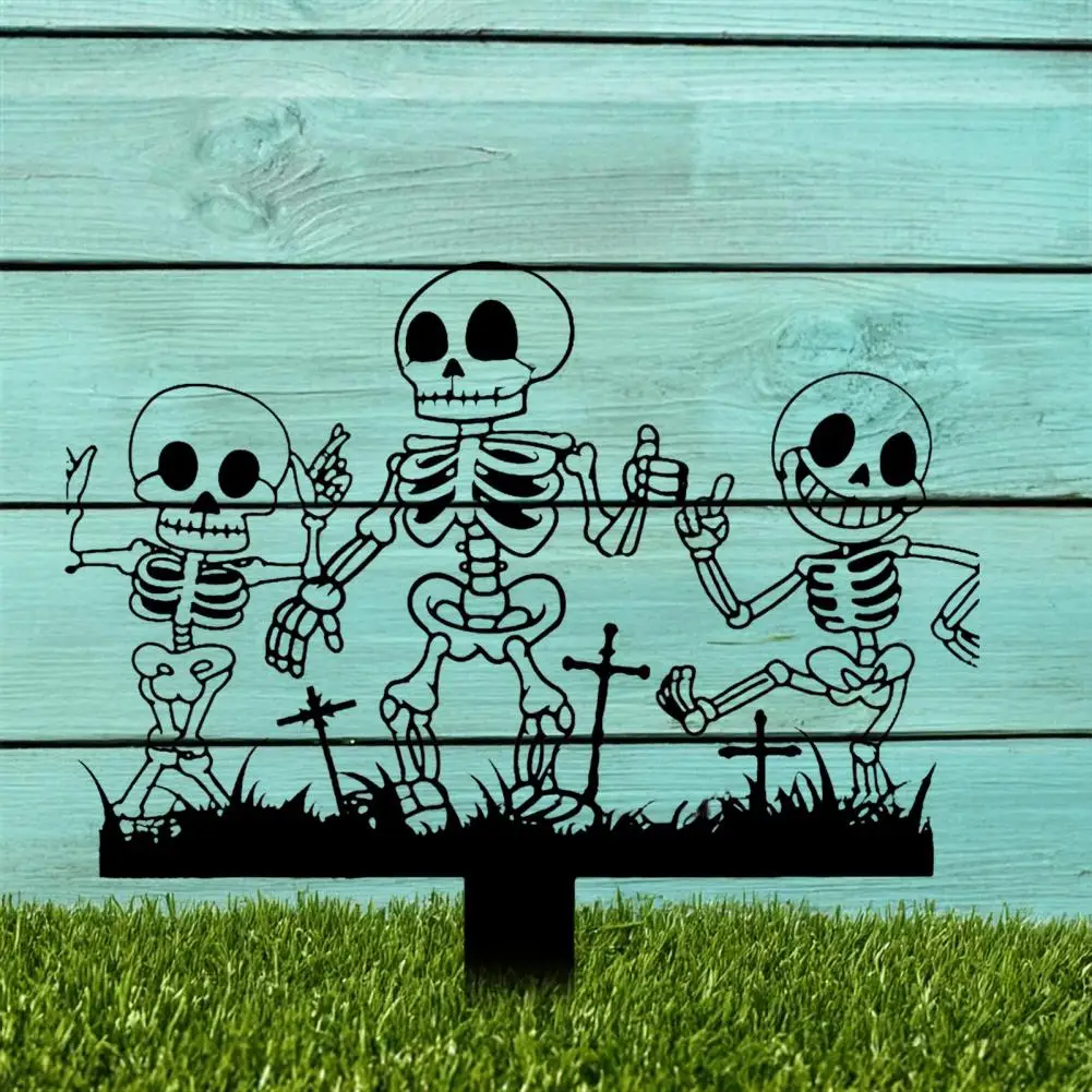 Metal Art Flying Witch Sign Skeleton Zombie Children Stake Home Yard Decoration Creepy Garden Accent Halloween Garden Stake