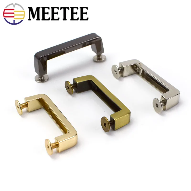 Meetee 5/10Pcs 13-38mm Metal Bag Buckles Arch Bridge with Screw Connector Hanger for Bags Belts Strap DIY Leather Crafts H5-2