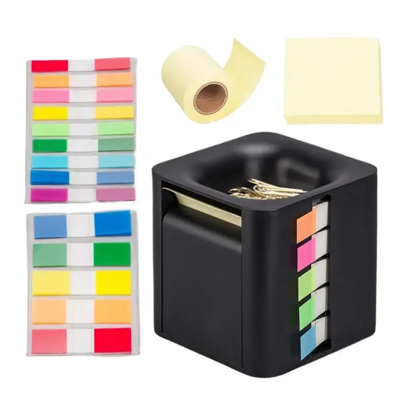 Cube Sticky Note Dispenser 4-in-1 Paper Notepad Organizer Pop-up Note Dispenser Paper Notepad Organizer With Colorful Index