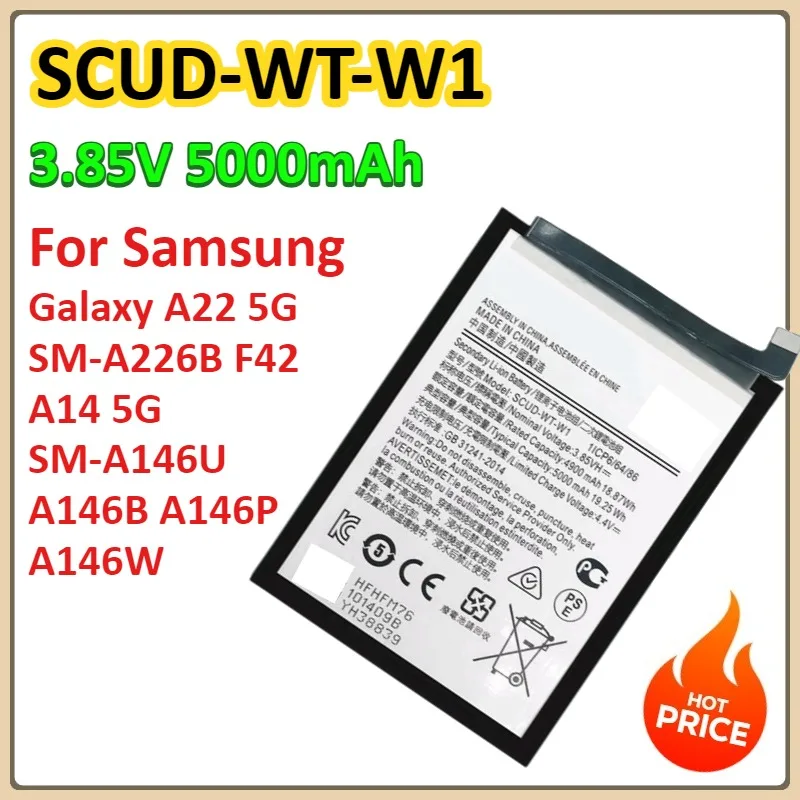 

SCUD-WT-W1 5000mAh For Samsung Galaxy A22 5G SM-A226B F42 A14 5G SM-A146U A146B A146P A146W Mobile Phone Battery