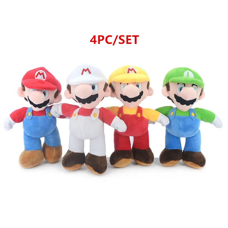 4PCS 25cm Super Mario Bros Luigi Plush Doll Anime Peripherals Game Figures Decoration kids Soft Stuffed Toys Birthday Gifts