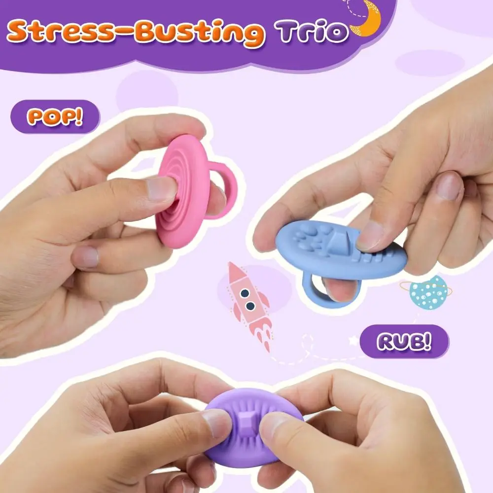 4 قطعة/المجموعة سيليكون الحسية تململ تخفيف القلق خفيفة الوزن تململ حلقة اضغط على الصوت لعبة تخفيف التوتر لالتوحد إضافة ADHD #3