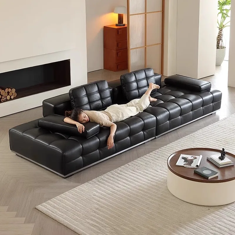 Italian minimalist Lawrence sofa designer villa furniture first layer cowhide living room size apartment module combination