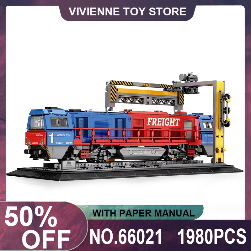 

MOC 66021 Technical City Trains G2000 European Freight Train Model Building Blocks Brick 3d Puzzle Chridren Toys Christmas Gift