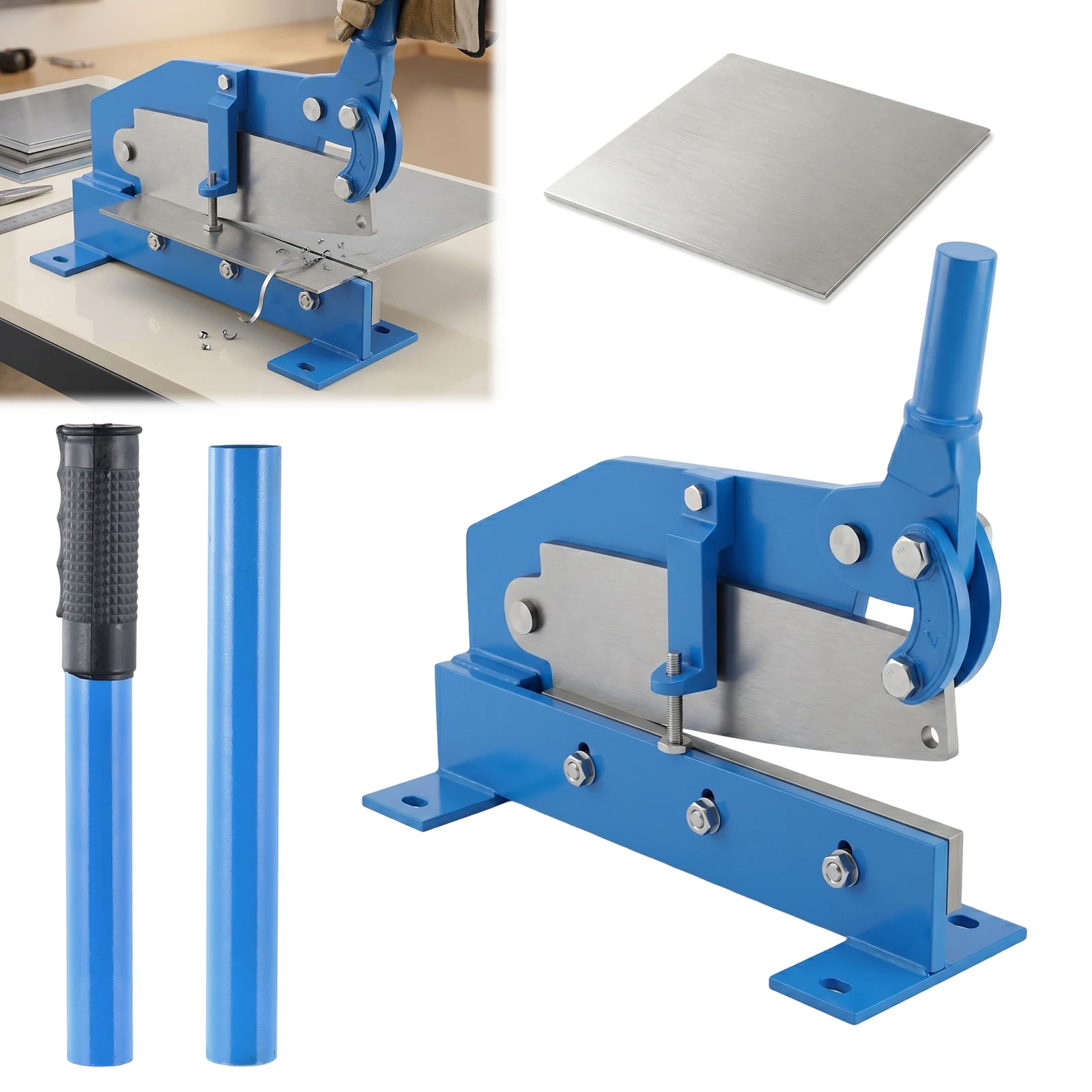 Metal Cutting Shears, 12 Inch Heavy Duty Steel Frame Snip Machine, Metal Sheet Cutter Tool with Extended Handle, for Iron Steel Copper Aluminum Plates